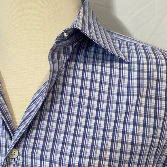 CANALI Men’s Check Long Sleeve Button Down Shirt Size 16 1/2 - Picture 3 of 10